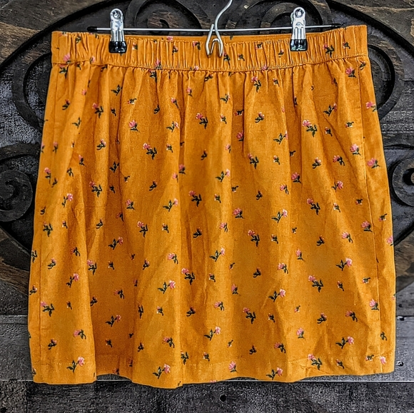 Corduroy Floral Mini Skirt Honeycore Garden Hipster Grunge Cottagecore - Picture 5 of 14